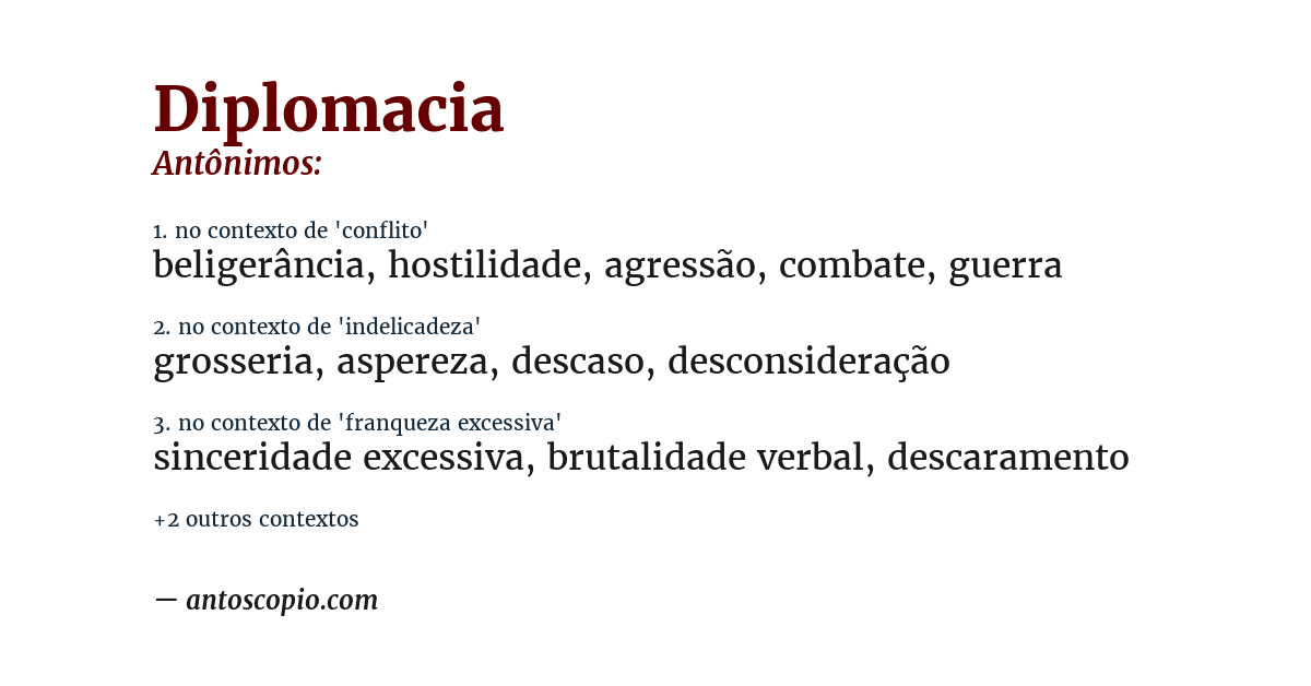 Antônimo de diplomacia