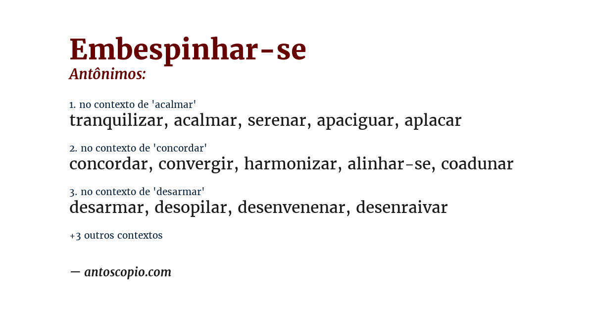 Antônimo de embespinhar-se