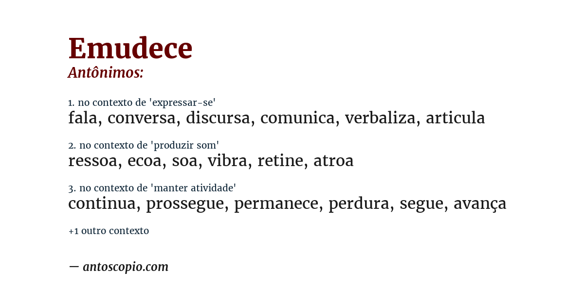 Antônimo de emudece