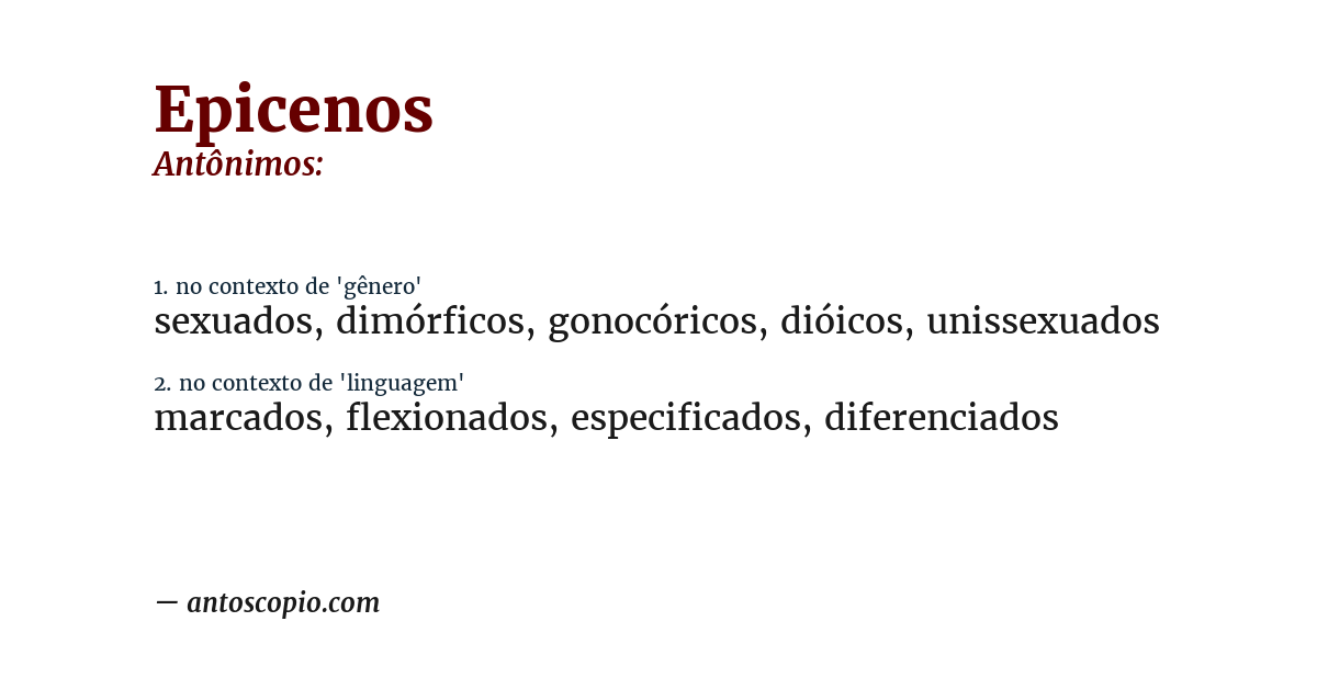 Antônimo de epicenos