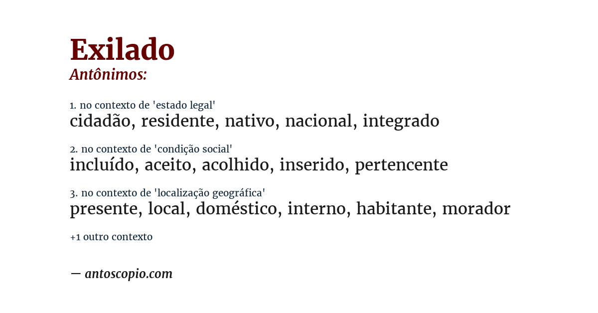 Antônimo de exilado