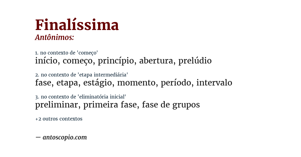 Antônimo de finalíssima