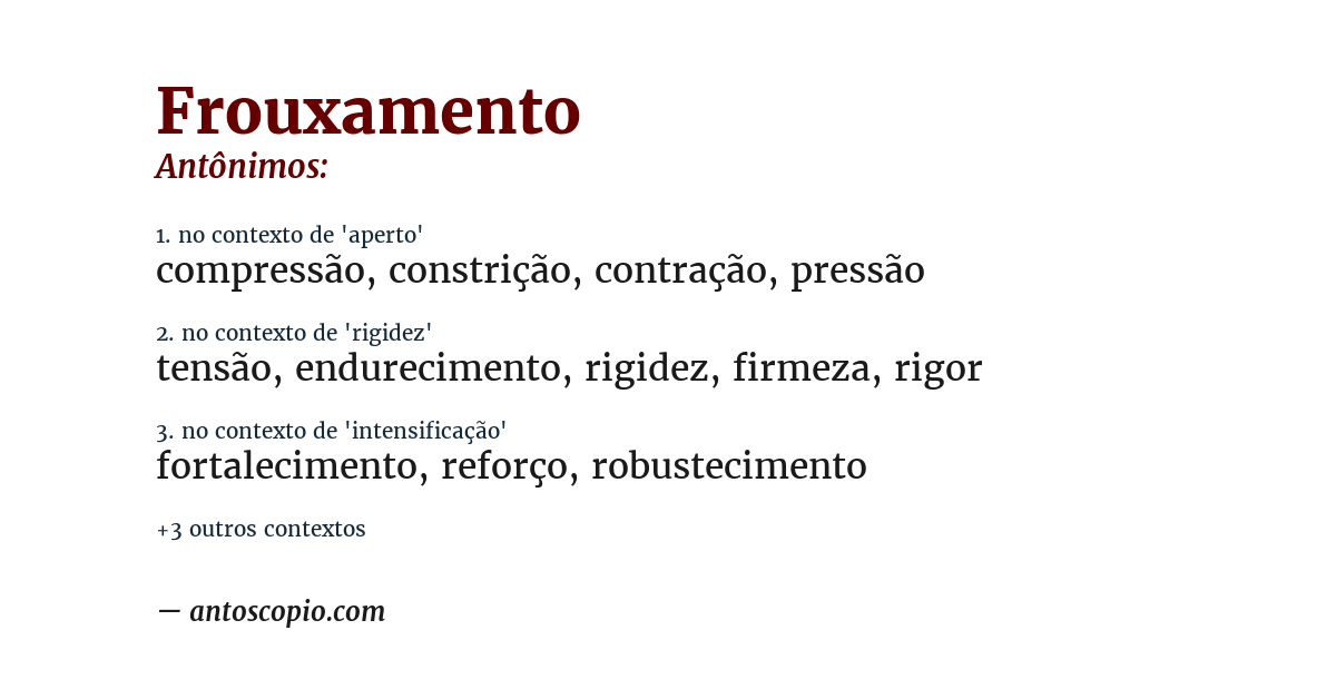 Antônimo de frouxamento