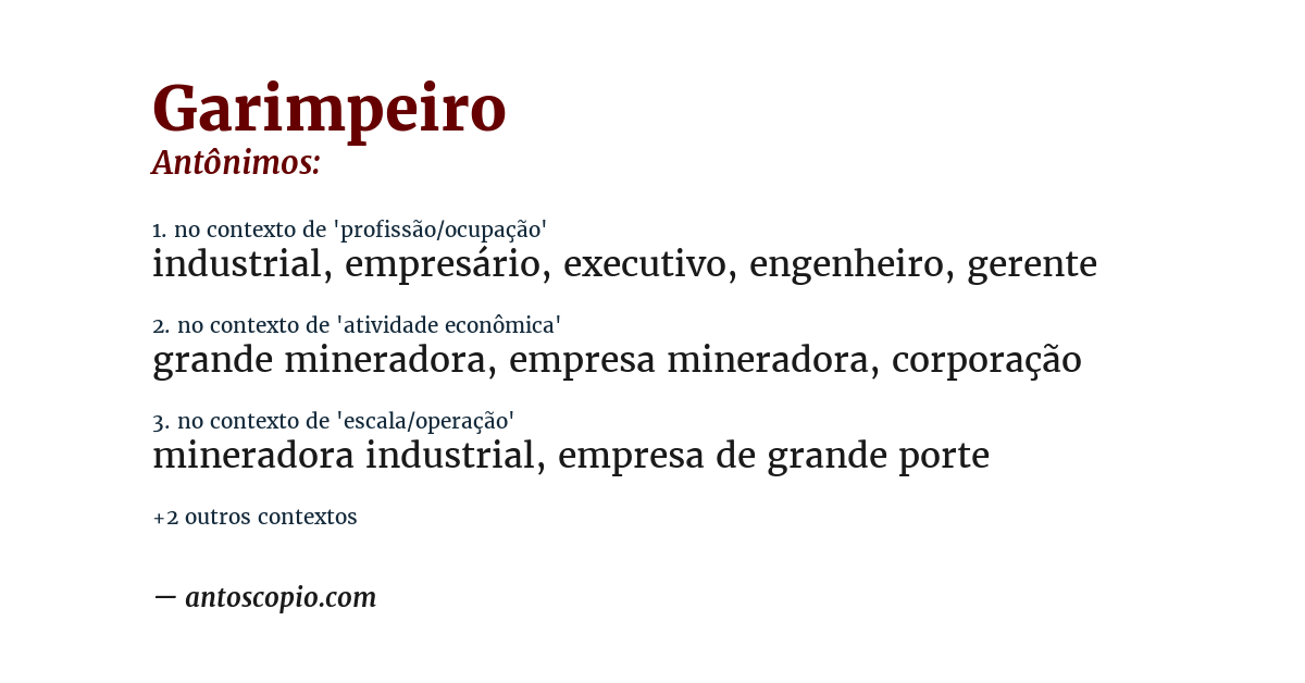 Antônimo de garimpeiro