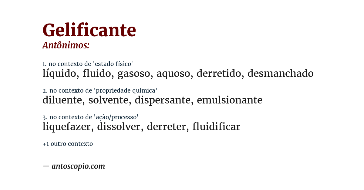 Antônimo de gelificante