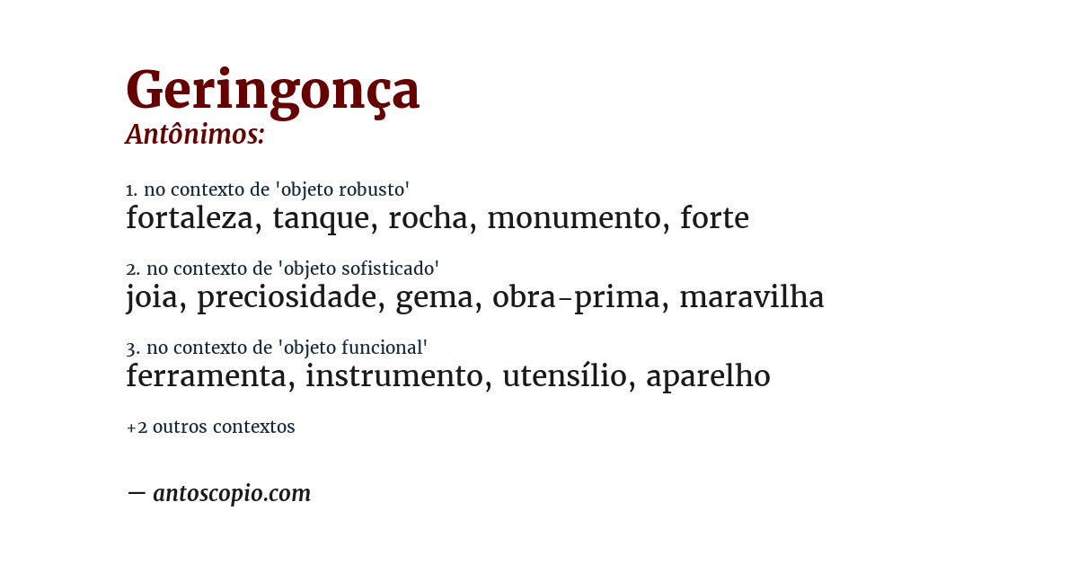 Antônimo de geringonça