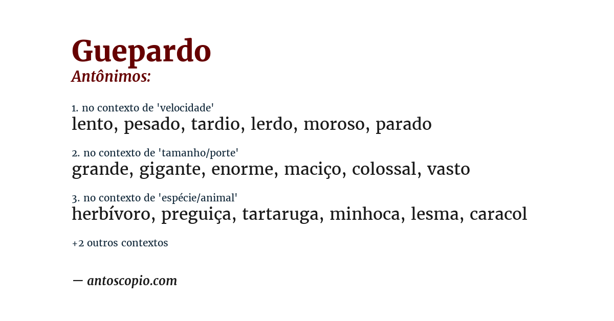 Antônimo de guepardo