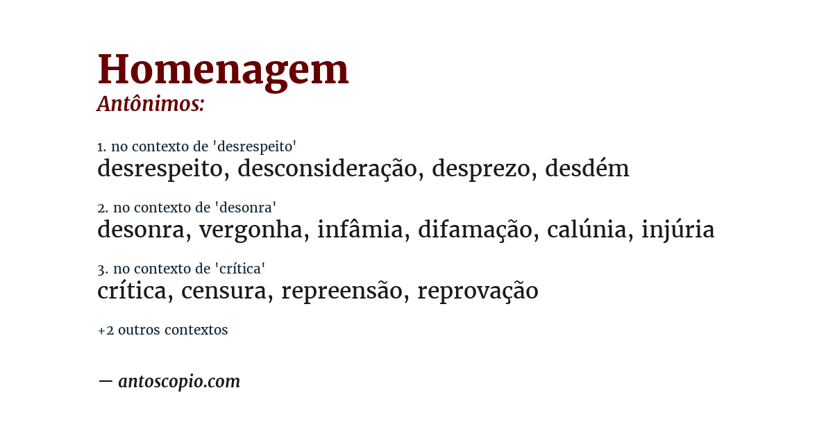 Antônimo de homenagem
