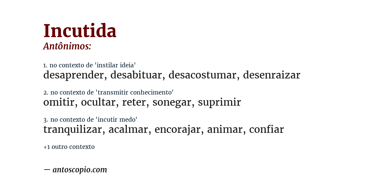 Antônimo de incutida
