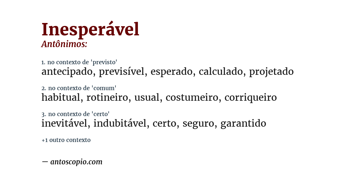 Antônimo de inesperável