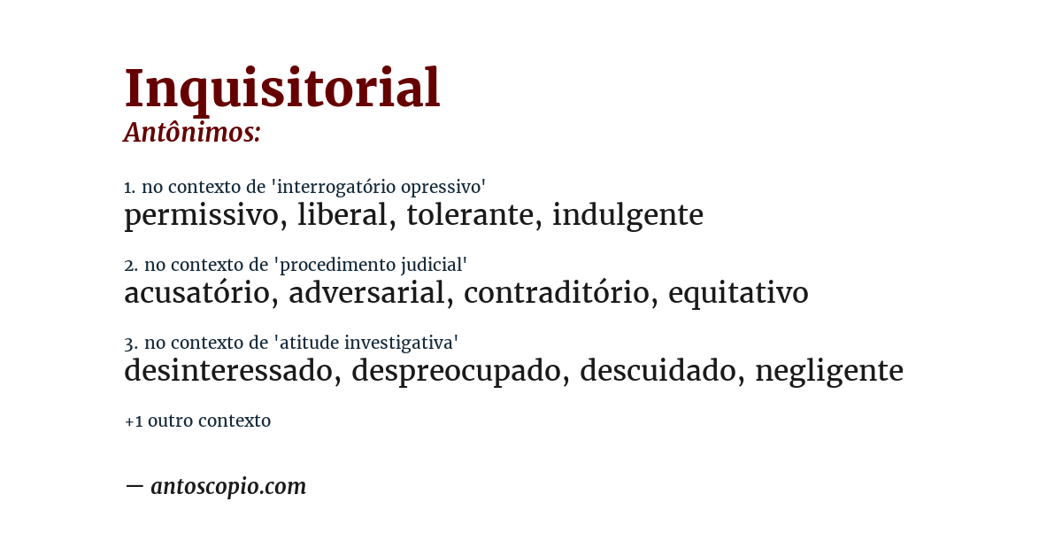 Antônimo de inquisitorial