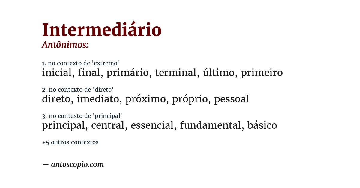 Antônimo de intermediário