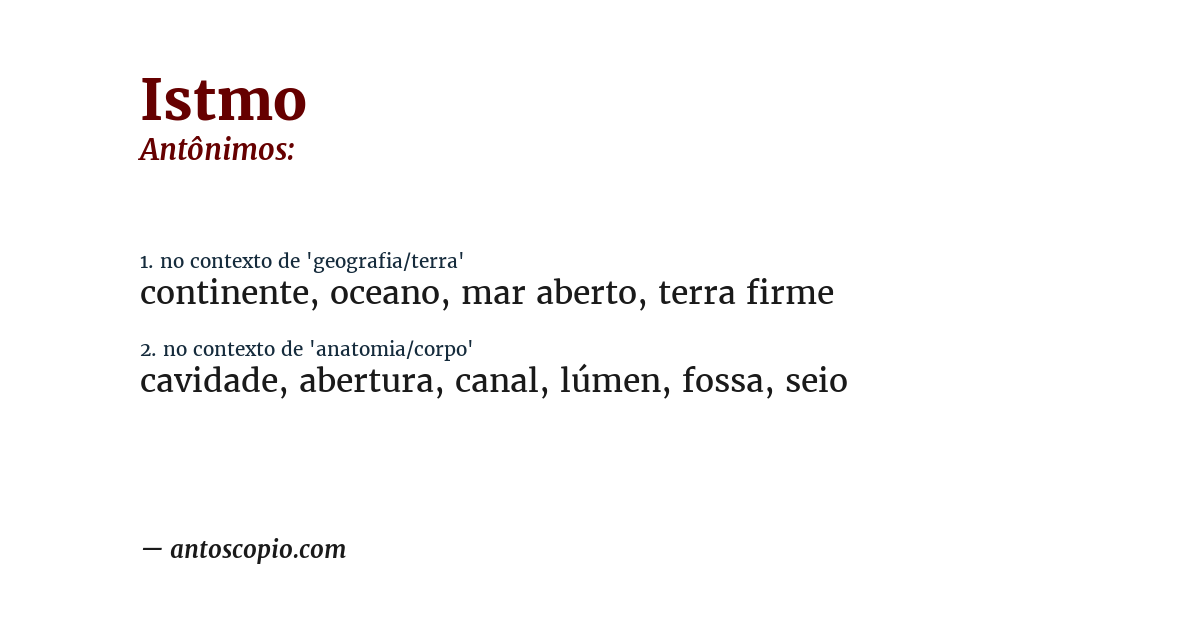 Antônimo de istmo
