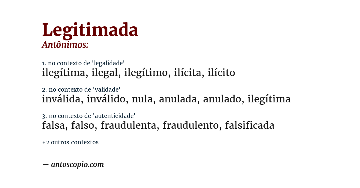 Antônimo de legitimada