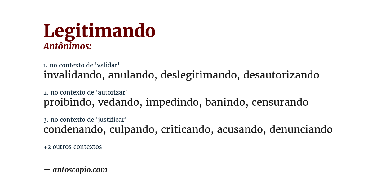 Antônimo de legitimando