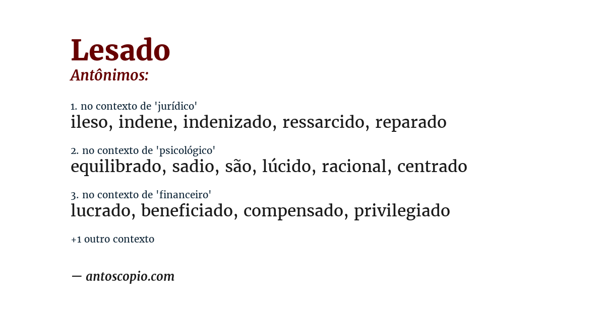 Antônimo de lesado