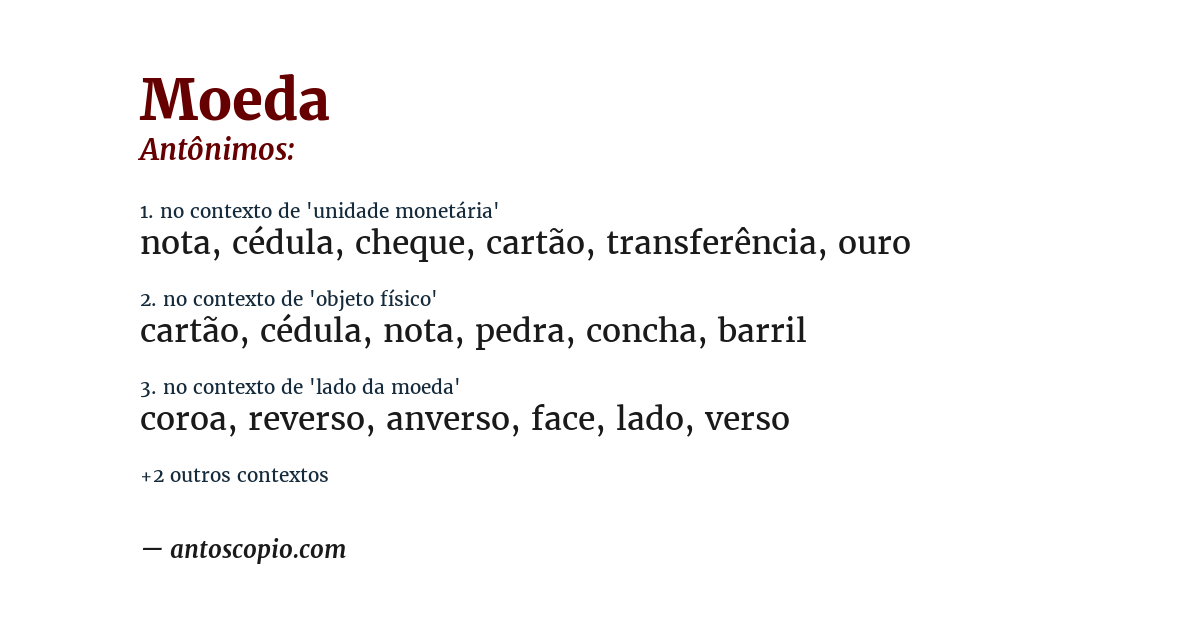 Antônimo de moeda