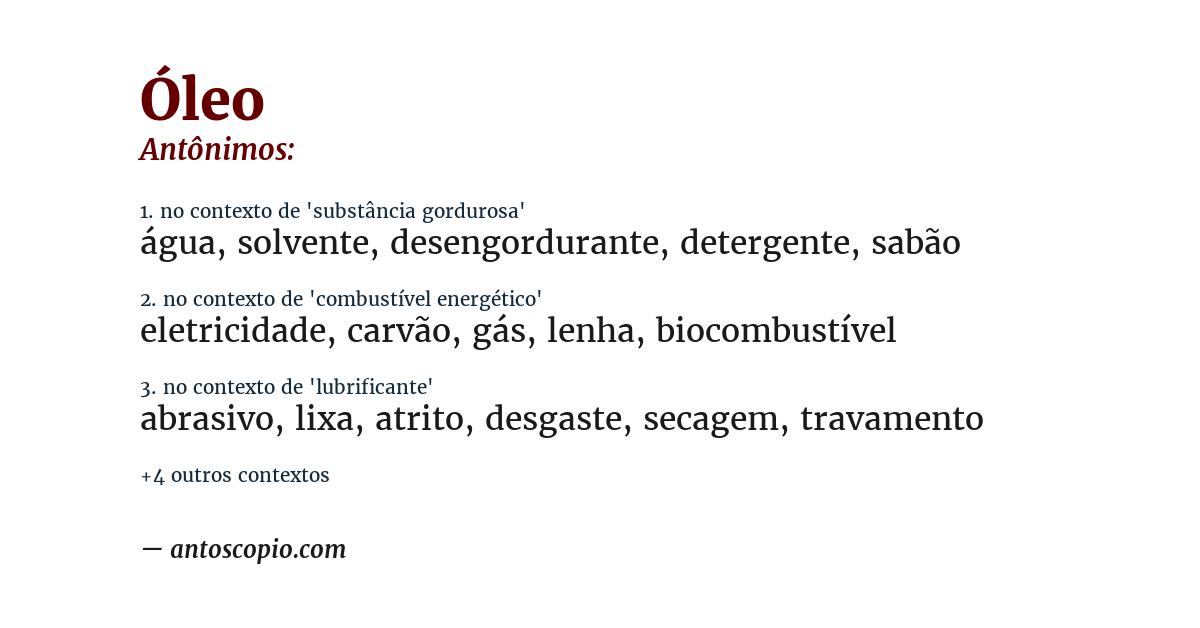Antônimo de óleo
