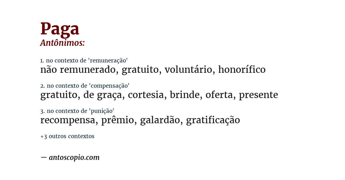 Antônimo de paga