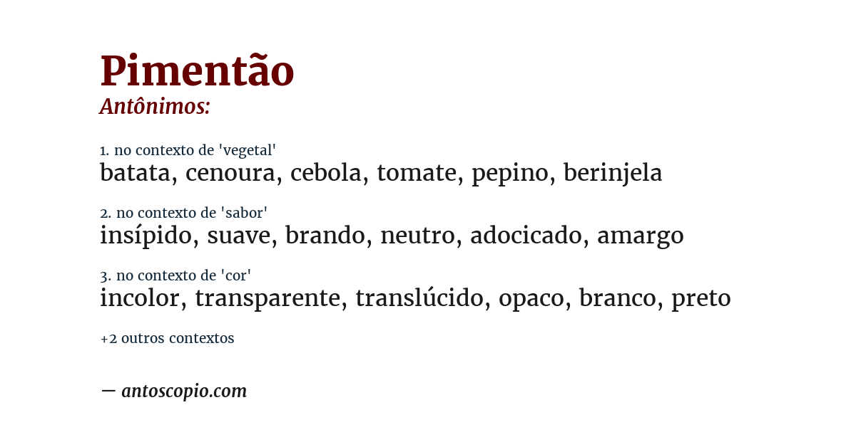 Antônimo de pimentão