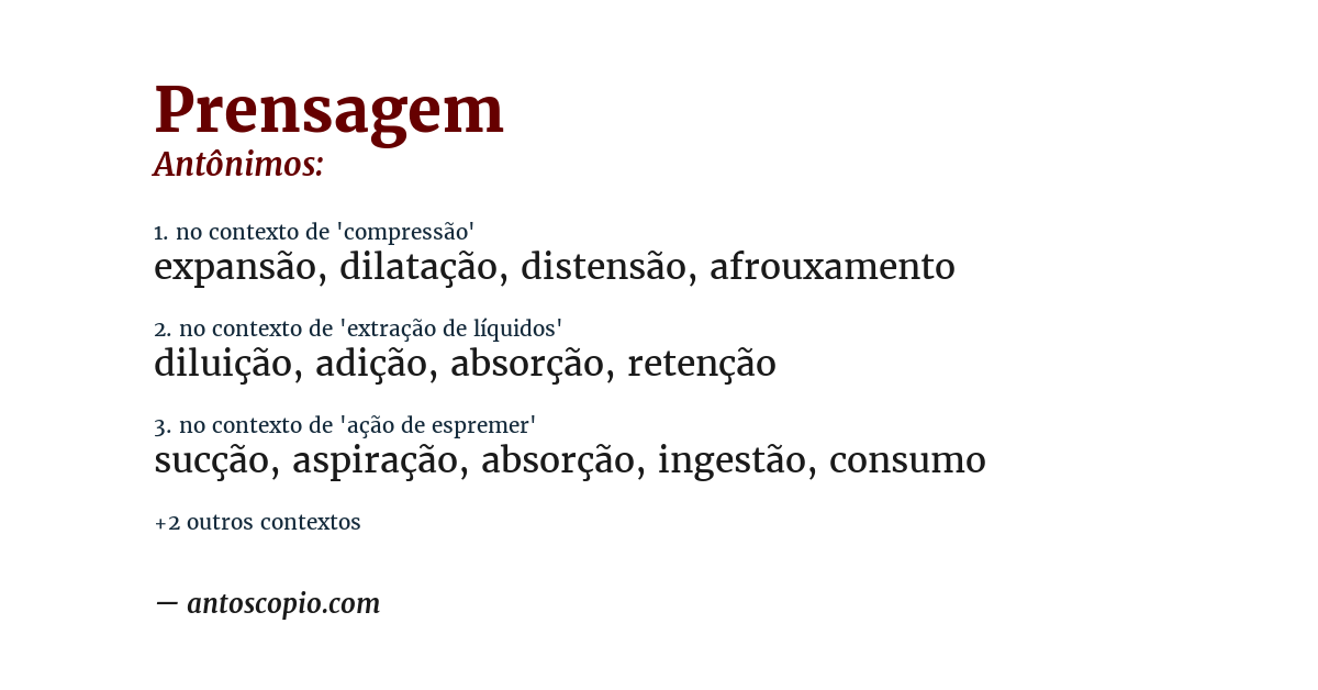 Antônimo de prensagem
