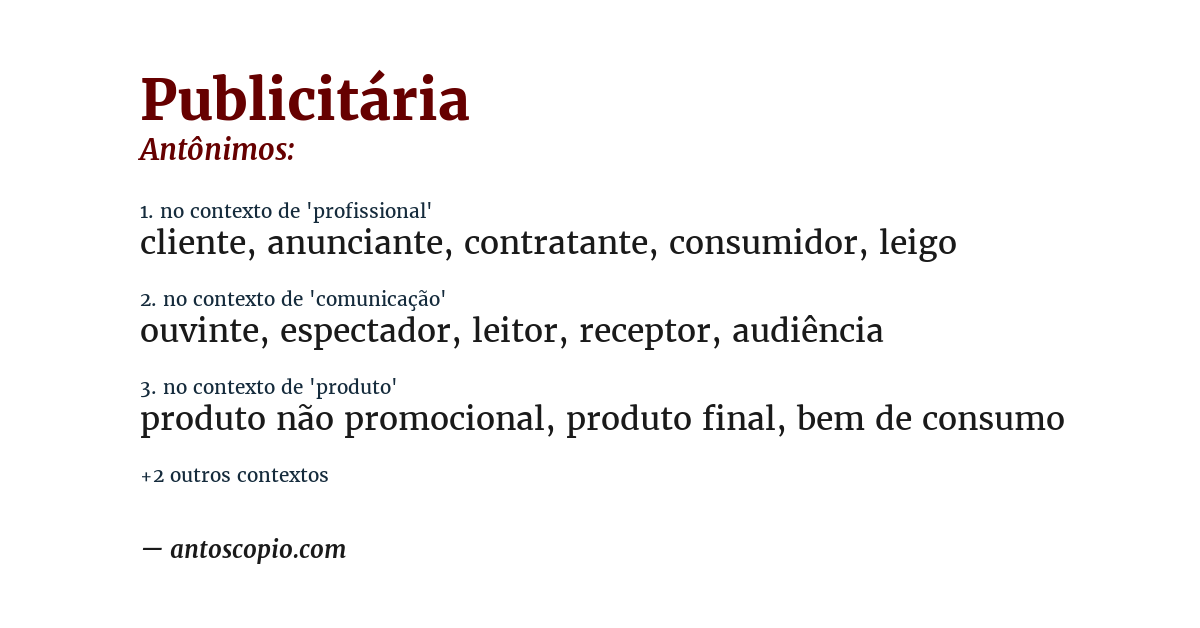 Antônimo de publicitária