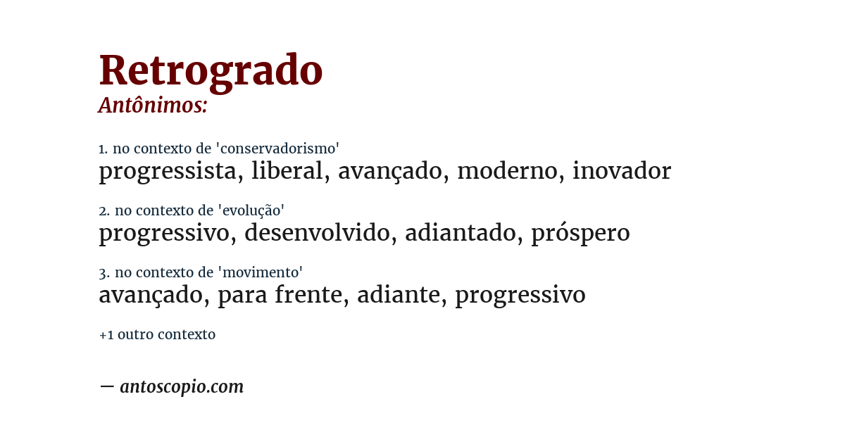 Antônimo de retrogrado