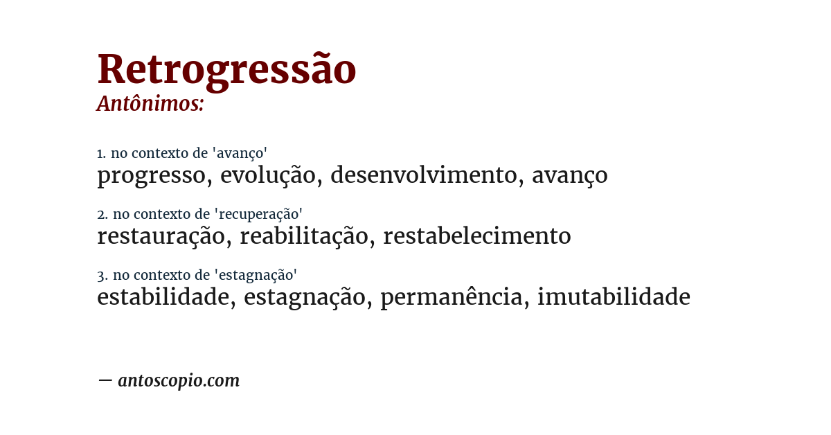 Antônimo de retrogressão