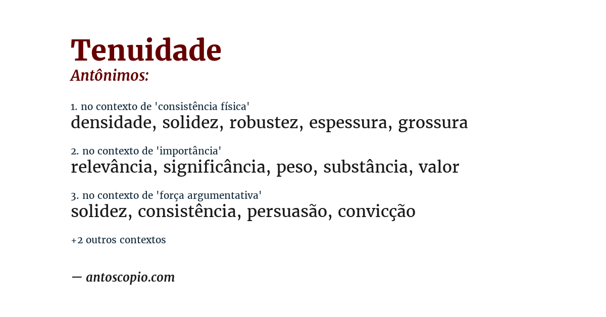 Antônimo de tenuidade