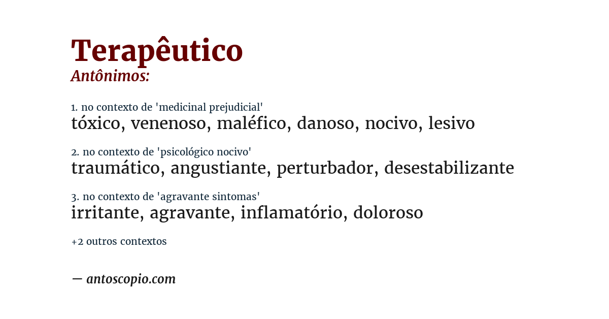 Antônimo de terapêutico