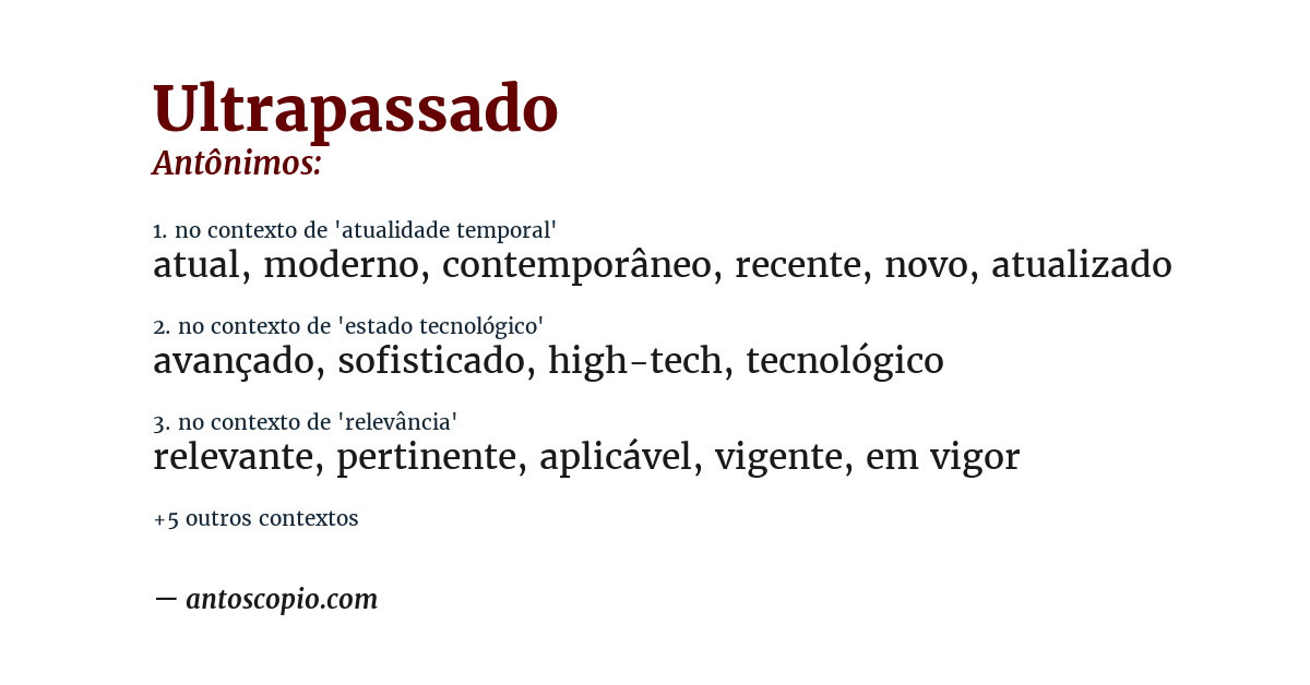 Antônimo de ultrapassado