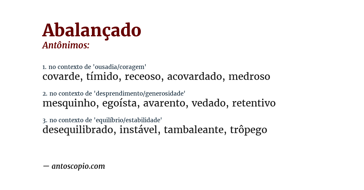 Antônimo de abalançado