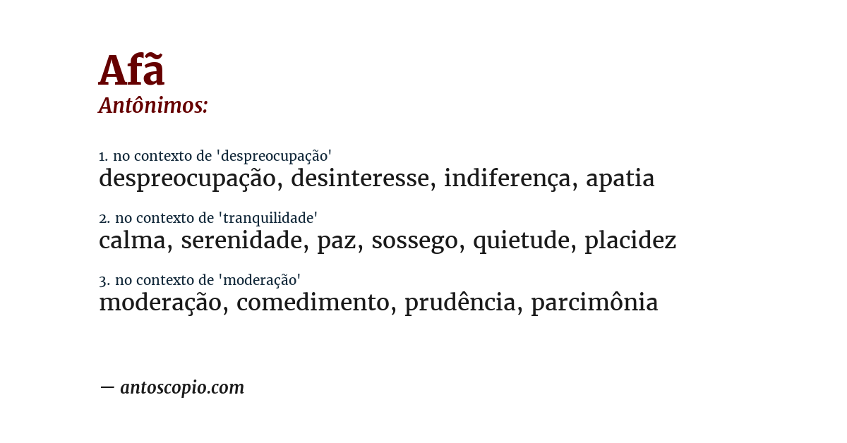 Antônimo de afã