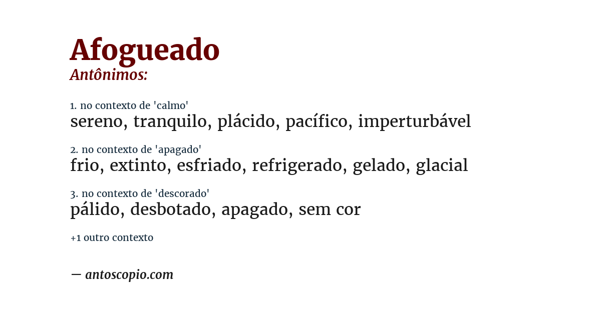 Antônimo de afogueado