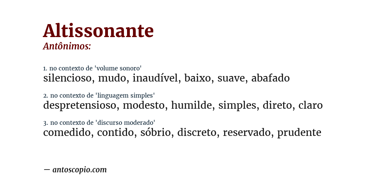 Antônimo de altissonante