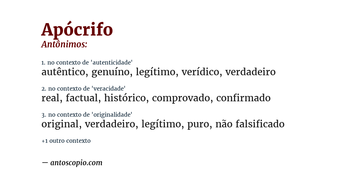 Antônimo de apócrifo