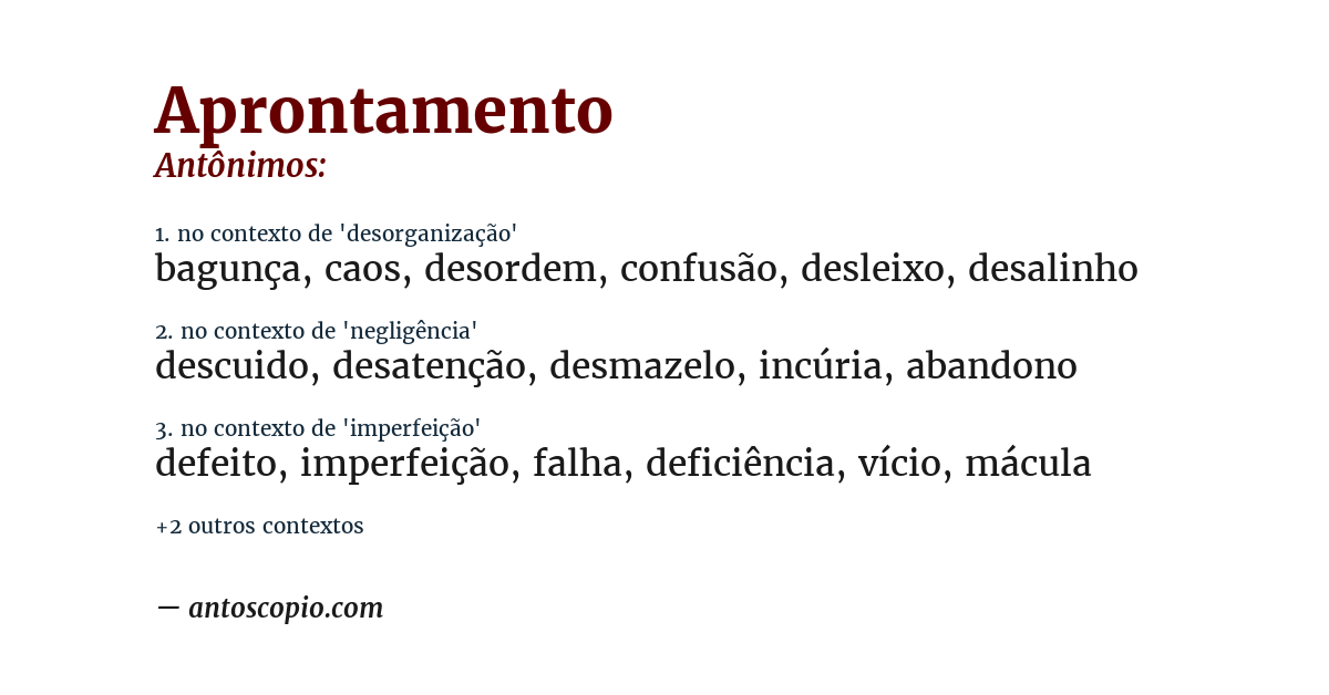 Antônimo de aprontamento