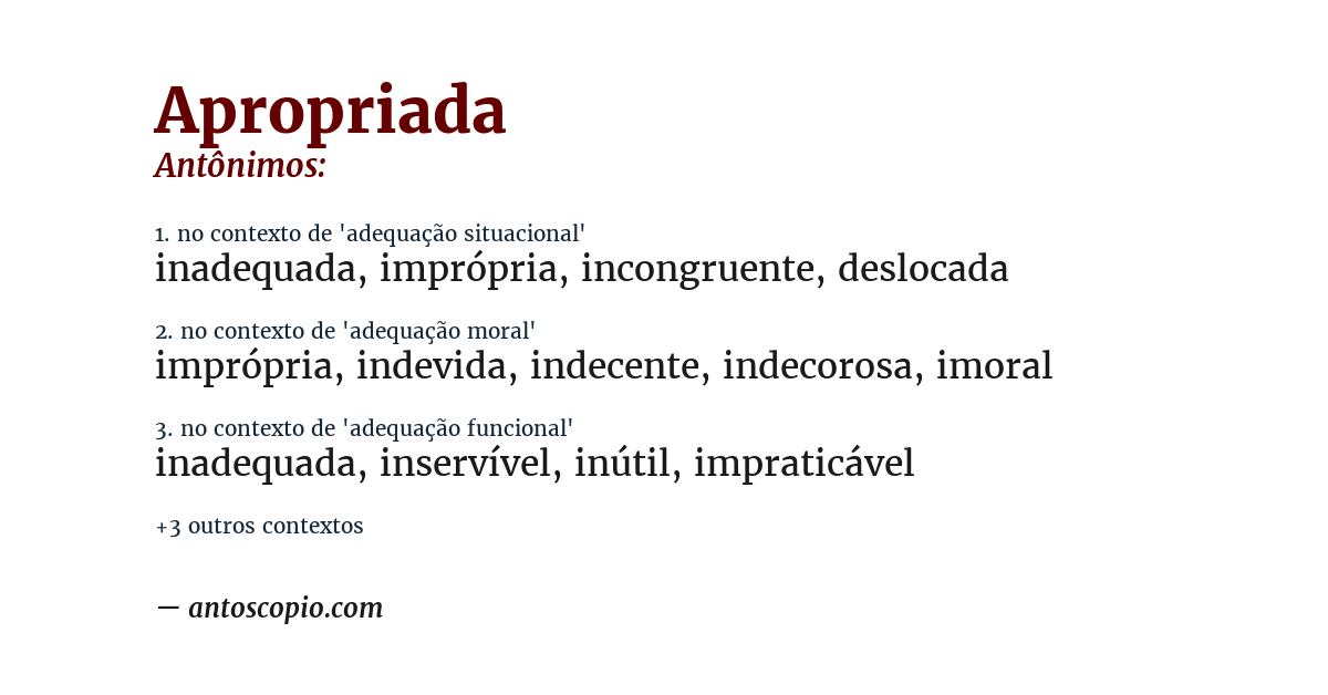 Antônimo de apropriada