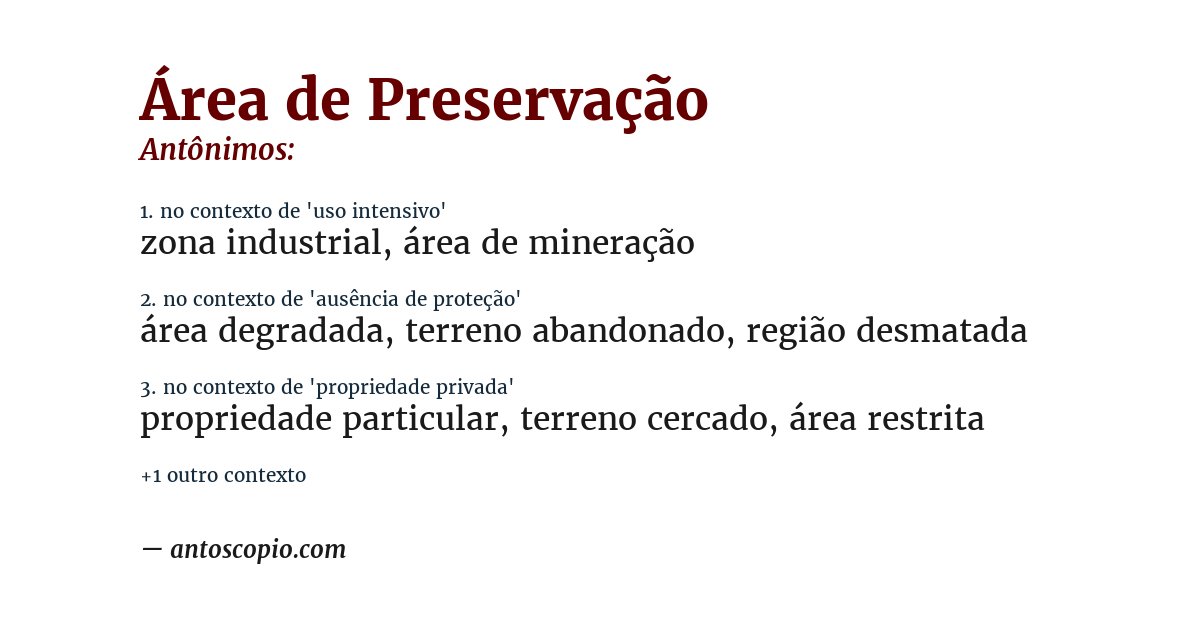 Antônimo de área de preservação