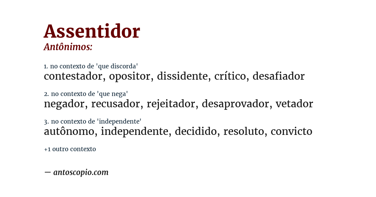 Antônimo de assentidor