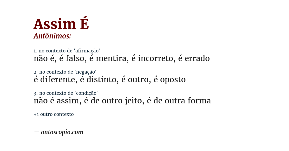 Antônimo de assim é