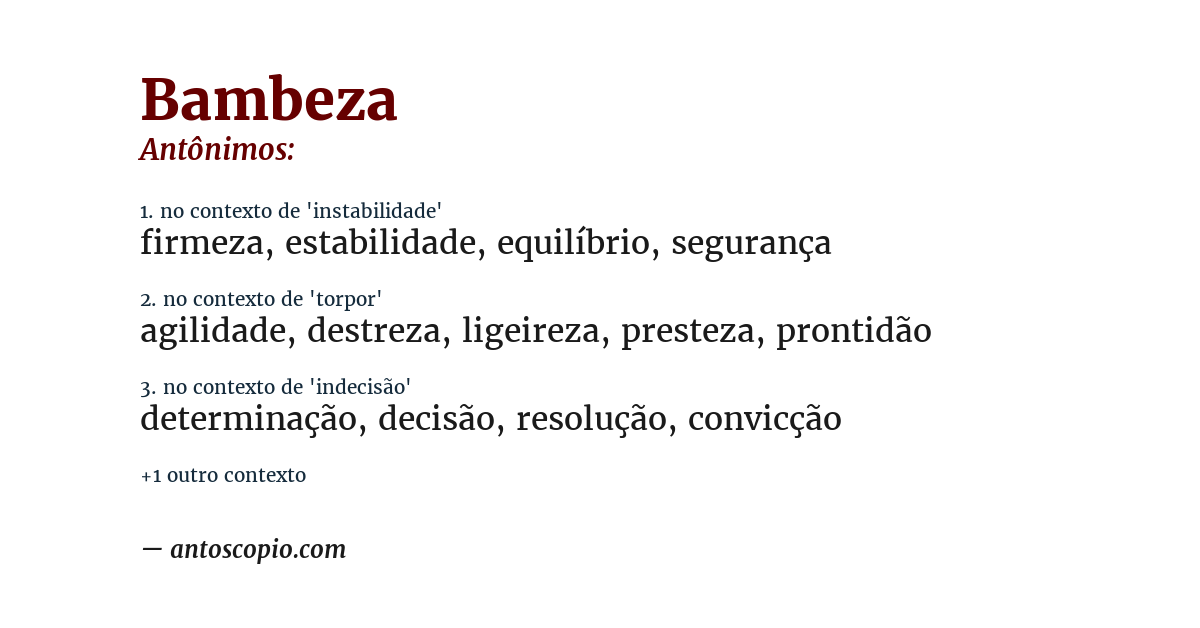 Antônimo de bambeza