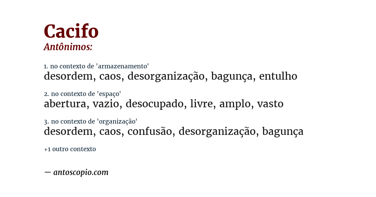Antônimo de cacifo