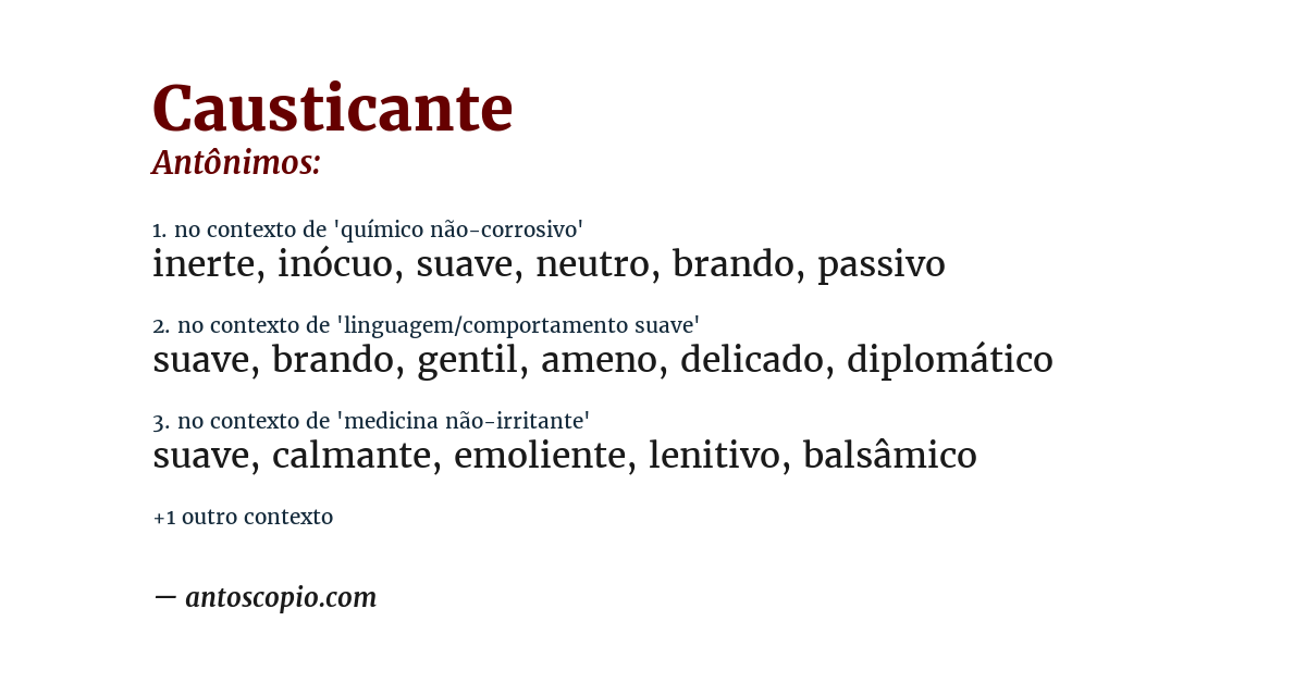Antônimo de causticante