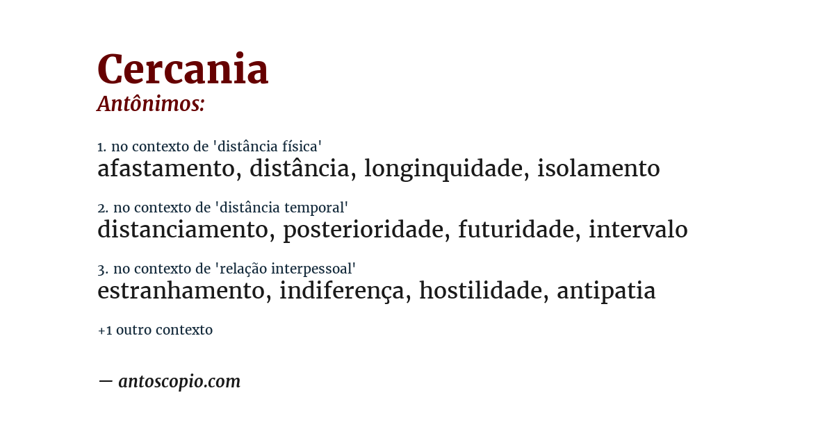 Antônimo de cercania