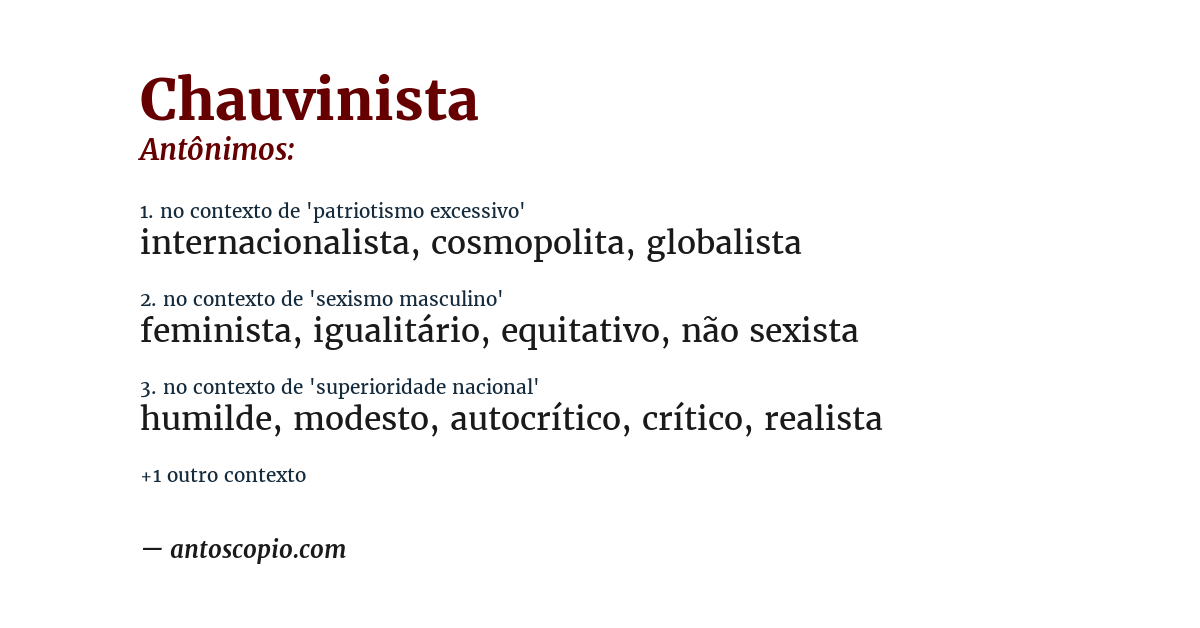 Antônimo de chauvinista