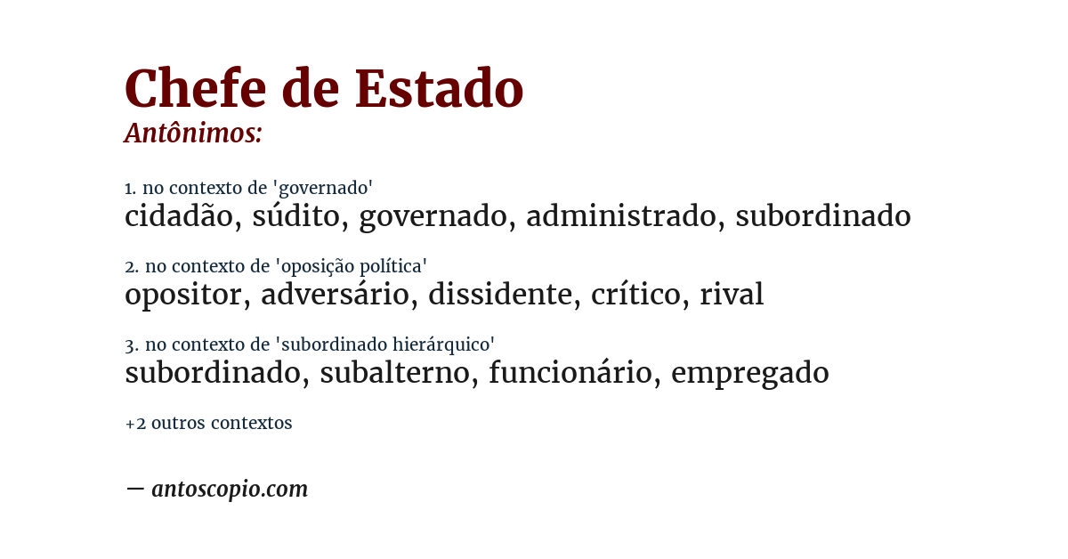 Antônimo de chefe de estado