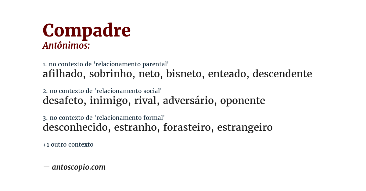Antônimo de compadre