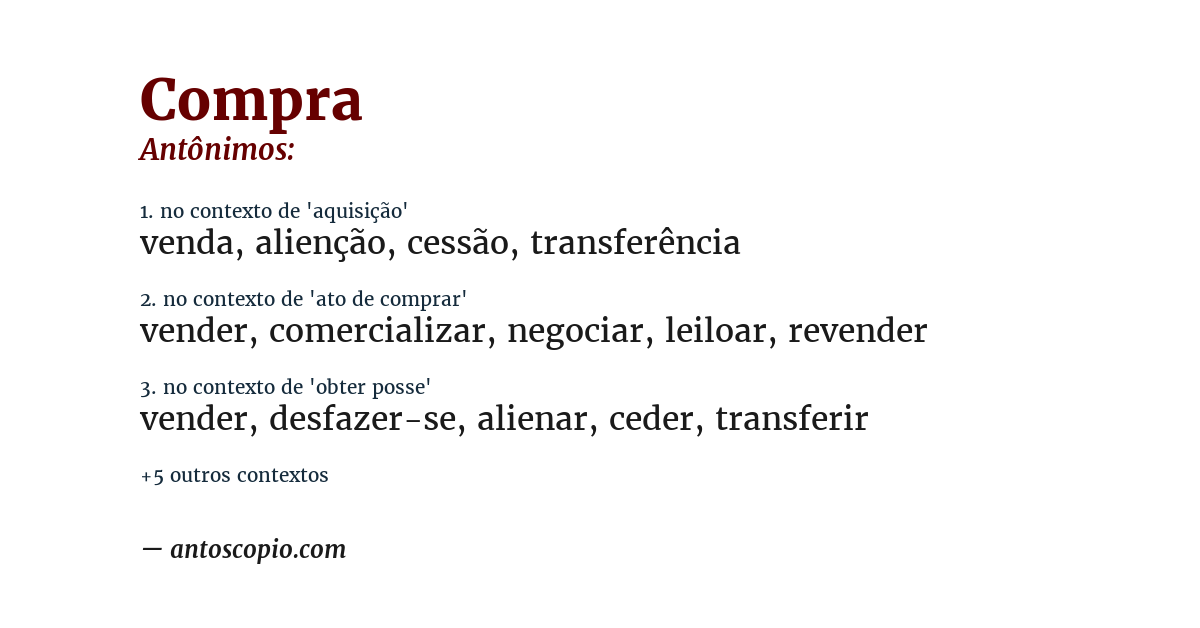 Antônimo de compra