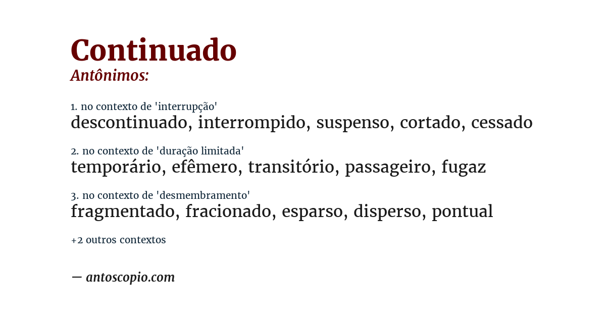 Antônimo de continuado